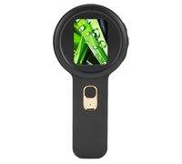 Xiuganpo Handheld 200x Microscopio Digital, Lupa de Pantalla de Color de 2.0 Pulgadas con 16 Luz LED, Enfoque Automático, Doble Fuente de Luz Microscopio para la Evaluación de Joyas (Black)