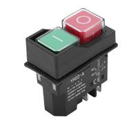 Xiuganpo Interruptor de Botón Electromagnético, Desconexión Bipolar de 4 Pines 16 A con Cubierta de Botón de Parada de Emergencia, con Sello y A Prueba de Polvo IP55, para Herramientas