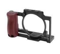 Xiuganpo Jaula de Cámara Completa, Ensamblaje de Zapatillas Frías Cazas de Video Jaula Precisas Orificios de Tornillo de 1/4 Pulgadas con Manija de Madera para Micrófono (Black)