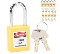 Xiuganpo Juego de 10 Candados de Seguridad con Bloqueo de Bloqueo, Aislamiento Duradero para Energía Química, Nailon, Ingeniería Industrial, Tamaño de 38mm (YELLOW)