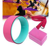 Xiuganpo Juego de Bloques de Yoga con Rueda de Yoga de 4 Piezas, Presión de Alta Resistencia, Superficie Suave para el Dolor de Espalda, Ejercicio de Estiramiento, ABS, Algodón EVA, Rosa para