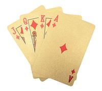 Xiuganpo Juego de Cartas de Plástico Impermeables con Diseño en Relieve de Lámina Dorada para Actividades de Ocio en la Playa y Camping, 54 Piezas