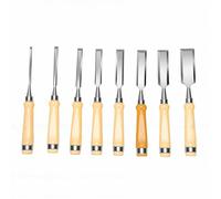 Xiuganpo Juego de Cinceles para Madera de 8 Piezas, Cuchillas Biseladas de Acero 60CRV de 6/10/14/18/22/26/30/38 Mm, Kit de Cinceles para Tallar Carpintería con Mangos de Madera