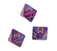 Xiuganpo Juego de Dados de Runa, 3 uds., Herramientas de Aprendizaje de Astrología Mística Coloridas de 8 Lados para Adivinación Individual, Hechas de Acrílico Duradero (Azul Morado)