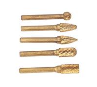 Xiuganpo Juego de Herramientas de Doble Corte con Cabezal de Broca Eléctrica para Desbarbar, Pulir, 5 Brocas de Amoladora de Carburo de Tungsteno Dorado, Adecuadas para Acero Fundido, Acero de