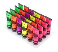 Xiuganpo Juego de Pintura Facial Luminosa de 24 Piezas, Pintura Corporal de Neón, Segura, Lavable para Fiesta de Halloween, Festival de Carnaval