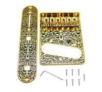 Xiuganpo Juego de Placas de Puente con Montura de Rodillos, Puente de Guitarra Grabado y Placa de Control con Golpeador Hueco para Reemplazo de Guitarra Eléctrica Estilo TL (Dorado)