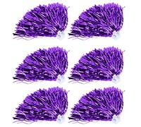 Xiuganpo Juego de Pompones de Porristas, 6 Piezas, Pompones Coloridos Duraderos para Juegos Deportivos, Fiestas y Bailes en (Purple)