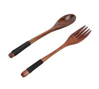 Xiuganpo Juego de Tenedor y Cuchara de Madera, Utensilios para Mezclar Duraderos y Estéticos para Cocina Japonesa, 3 Cucharas 3 Tenedores