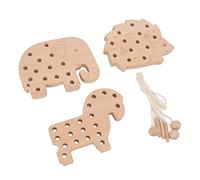 Xiuganpo Juguete de Cordones de Madera para Animales para Niños Pequeños, Mejora Las Habilidades Motoras Finas y la Coordinación, Juego de Juguetes de Enhebrado Seguro, 3 Piezas