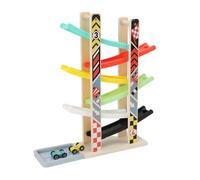 Xiuganpo Juguete de Rampa para Coche, Diseño de Tobogán de Varios Carriles de 6 Niveles, Pista de Carreras para Niños Pequeños, Pista de Carreras de Madera con 7 Mini Coches para Niños de 1, 2 y 3