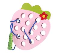 Xiuganpo Juguete para Enhebrar Cordones de Madera para Educación Temprana, Juego de Viaje Ligero, Compacto y Duradero para Niños, Hecho de Madera Lisa (Fresa)