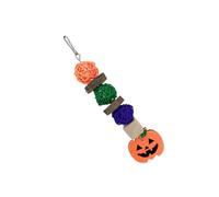 Xiuganpo Juguete para Morder Loros, Bola de Ratán Colorida, Juguete para Masticar con Pico de Madera de Manzana para Decoración de Halloween (Calabaza De Hoja)