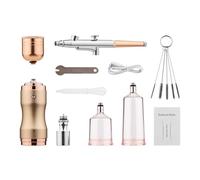 Xiuganpo Kit de Pintura con Aerógrafo Inalámbrico con Compresor, 3 Niveles de Presión Ajustables para Maquillaje, Decoración de Uñas y Decoración de Pasteles, Batería Recargable de 900 MAh (Champán)