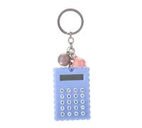Xiuganpo Mini Calculadora Portátil con Llavero Estilo Galletas, para Colegas, Niños y Amigos, Botón de Silicona, Pantalla de 8 bits, Calculadora de Bolsillo de Color Caramelo (Blue)