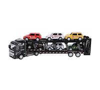 Xiuganpo Modelo de Camión Transportador Desmontable de Aleación con 6 Coches Pequeños para Niños, Juguete de Camión de Simulación de Ruedas de Goma para Niños Mayores de 3 Años (Black)