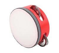 Xiuganpo Pandereta de Madera con Campanas Pequeñas para Música Educativa para Niños, Instrumento de Percusión Ligero para Danza y Actuación (4 pulgadas rojo)