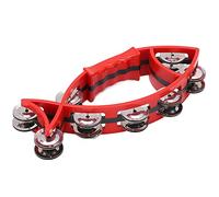 Xiuganpo Pandereta de Mano con Forma de Suave, Panderetas de Doble para Niños, Instrumento de Ritmo Musical para Clase de Música, Metal ABS (rojo)