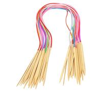 Xiuganpo Paquete de 18 Agujas de bambú de Doble Punta con Accesorios Artesanales para Entusiastas del Tejido (80 cm+ bolsa de accesorios)