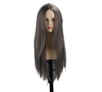 Xiuganpo Pelucas Largas y Rectas, Textura Mate de Alta Densidad Sub -viernes de Tamaño Mediano para Mujeres para Celebraciones Navideñas de Cosplay (gris ahumado)