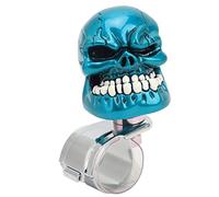 Xiuganpo Pomo para Volante, Resistente Pomo Giratorio con Anillo de Fijación de 1,3 Pulgadas, Diseño único de Calavera, Versátil Suicida para Volante para Coches, Camiones, (Blue)