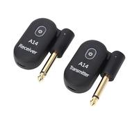Xiuganpo Receptor de Transmisor de Guitarra Inalámbrico de Tamaño A14, de 100 Pies, 2.4GHz, de Guitarra Inalámbrico con Gato de 6.35 Mm, 90 ° Rotatable, para Guitarra, bajo, Teclado y