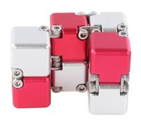 Xiuganpo TDAH Infinite Puzzle Toy Alivio del Estrés Flexible para Adultos Aleación Portátil Alivio de la Ansiedad y el Estrés Flip Puzzle 80 X 40 X 20 Mm (Roja y Plateada)