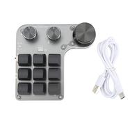 Xiuganpo Teclado Mecánico con una Sola Mano, Teclado Mecánico para Juegos de Modo Dual de 9 Teclas con 3 Perillas, Teclado de Método Abreviado de Bricolaje para Oficina, Juegos, Música,