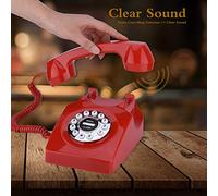 Xiuganpo Teléfono Antiguo Vintage con Sonido Claro, Almacenamiento de Números para Decoración del Hogar, Teléfono Fijo Portátil con Cable, Retro para Ama de Casa (Rojo)