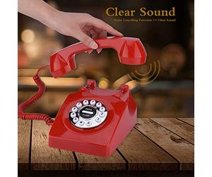 Xiuganpo Teléfono Antiguo Vintage con Sonido Claro, Almacenamiento de Números para Decoración del Hogar, Teléfono Fijo Portátil con Cable, Retro para Ama de Casa (Rojo)