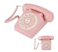 Xiuganpo Teléfono con Cable Vintage Rosa Antiguo de Llamada de Alta Definición, Teclado Numérico Grande, Señal Estable, Línea Reino Unido + EE. UU., Herramienta Esencial para la Oficina en el Hogar