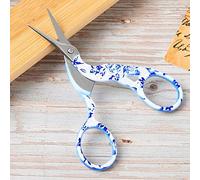Xiuganpo Tijeras de Grúa Tijeras con Estilo Retro para un Corte Eficiente para Coser Bordado Artesanal 1 X Acero Inoxidable (Color porcelana flor (azul pequeño))