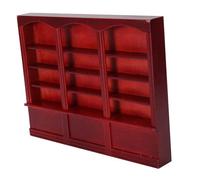 Xiuganpo Vitrina de Estantería en Miniatura para Casa de Muñecas para Niños, Madera, Segura y No Tóxica, Ideal para Juegos de Simulación (Rojo marrón)