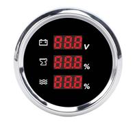 Xiuganpo Voltímetro Digital Impermeable para Nivel de Aguas Residuales, Retroiluminación Roja, Eficiente para Vehículos Recreativos, Barcos, Yates, 52mm (Bisel plateado con esfera negra)