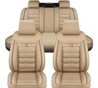 XIUKANGNB Cuero Fundas de Asientos Coche para Volvo S40 2. Gen 2004-2012, Impermeables Cubreasientos Juego Completo Delanteros y Traseros Asiento Accesorios,B/Beige