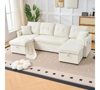 Xiulideni Sofá esquinero en forma de U con función de dormir y cajón, sofá cama grande con espacio de almacenamiento adicional, cómodo sofá de chenilla para sala de estar o habitación de invitados