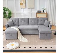 Xiulideni Sofá esquinero en forma de U con función de dormir y cajón, sofá cama grande con espacio de almacenamiento adicional, cómodo sofá de chenilla para sala de estar o habitación de invitados