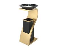 xiuling4568 Bote de basura de acero inoxidable, cubo de basura de metal comercial for interiores y exteriores con cenicero, contenedor de residuos de 22x28x74 cm Outdoor Dustbins(Gold)
