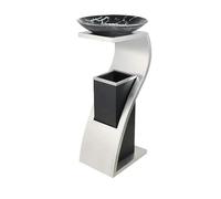 xiuling4568 Bote de basura de acero inoxidable, cubo de basura de metal comercial for interiores y exteriores con cenicero, contenedor de residuos de 22x28x74 cm Outdoor Dustbins(Silver)