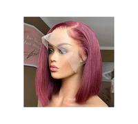 xiuling4568 Frauen Haare - Peluca de cabello humano con encaje frontal de 13 x 4 pulgadas, color rojo transparente, densidad 180, color rojo transparente, extensiones de cabello humano (10 pulgadas)