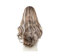 xiuling4568 Frauen Haare - Peluca sintética ondulada con parte en U para mujer, con clip, invisible, media peluca falsa, extensiones de pelo natural de 24 pulgadas (marrón, rubio blanco)