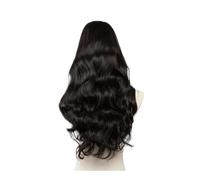 xiuling4568 Frauen Haare - Peluca sintética ondulada con parte en U para mujer, con clip, invisible, media peluca falsa, extensiones de pelo natural de 24 pulgadas (negro apagado)