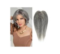xiuling4568 Frauen Haare - Pelucas de pelo sintético con flequillo, 11 x 8 cm, clip de base de seda, extensiones de pelo recto (gris)