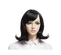 xiuling4568 Frauen Haare - Pelucas onduladas para mujer, 40,6 cm, para cosplay, longitud media, pelucas de pelo liso para mujer, extensiones de cabello (color negro)