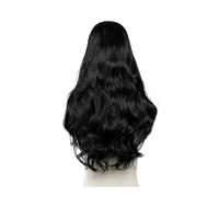 xiuling4568 Frauen Haare - Pelucas sintéticas onduladas con parte en U para mujer, con clip, invisible, media peluca falsa, extensiones de pelo natural de 24 pulgadas (negro azabache)
