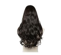 xiuling4568 Frauen Haare - Pelucas sintéticas onduladas en forma de U para mujer, con clip, invisible, media peluca falsa, extensiones de pelo naturales de 24 pulgadas (negro y marrón)