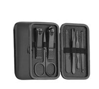 xiuling4568 Juego de 7 cortaúñas portátiles de Acero Inoxidable, Herramientas de manicura de Viaje, Herramientas de Limpieza de oídos, Herramienta de pedicura for el Cuidado de Las uñas(Negro)