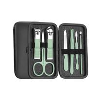 xiuling4568 Juego de 7 cortaúñas portátiles de Acero Inoxidable, Herramientas de manicura de Viaje, Herramientas de Limpieza de oídos, Herramienta de pedicura for el Cuidado de Las uñas(Green)