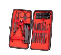 xiuling4568 Juego de cortaúñas Negro Juego Completo de cortaúñas for Hombres Caja de Agujas for acné Ranura for uñas Cuchillo de pedicura Especial Herramientas for Uso doméstico(Red,15PCS)