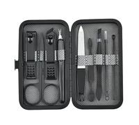 xiuling4568 Juego de cortaúñas portátil de acero Inoxidable, Kit de Herramientas de pedicura, Estuche de Viaje for uñas, 9 Piezas(9Pcs-Black)